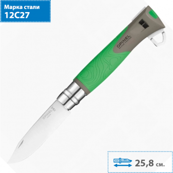 Нож OPINEL №12 EXPLORETICK REMOVER, зеленый
