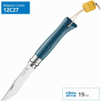 Нож OPINEL №8, нержавеющая сталь, синий, лимитированная 001977